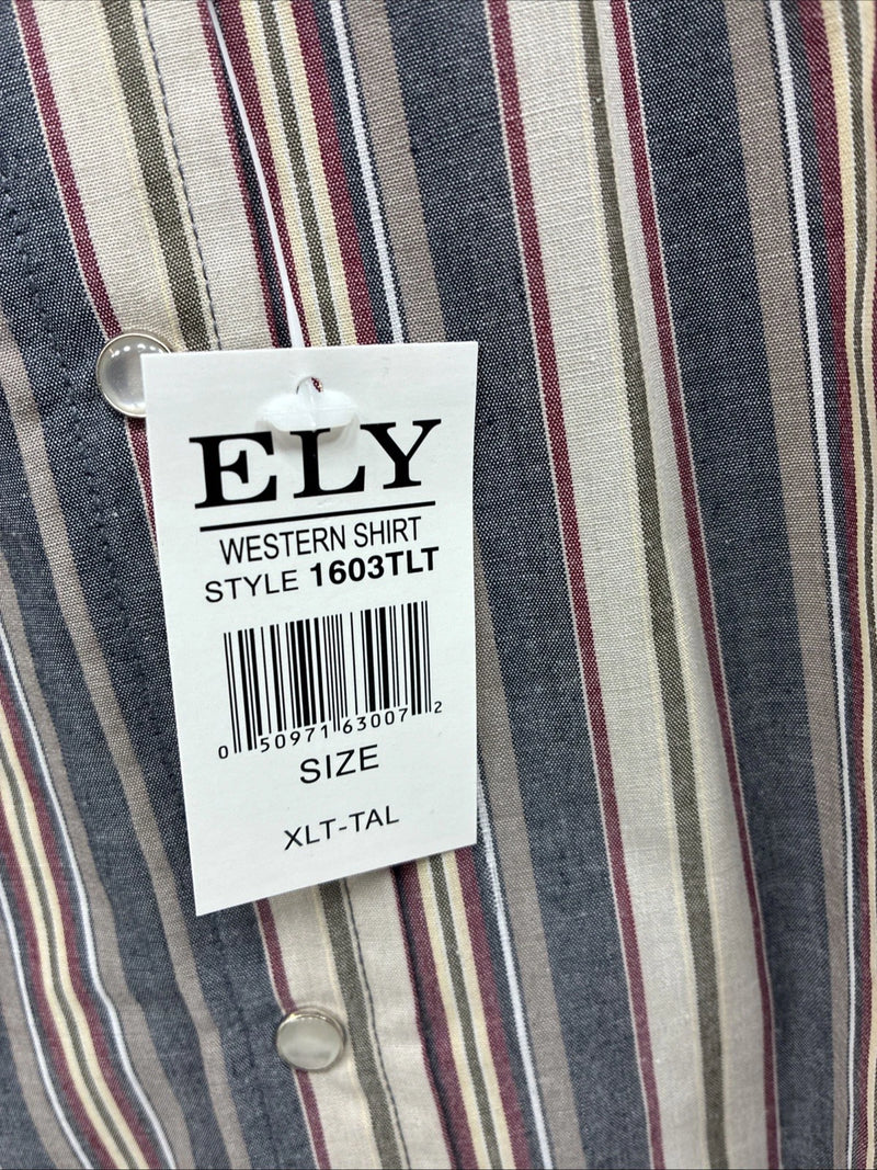 New Men’s ELY Cattleman Multicolor Stripe Short Sleeve Pearl Snap XLT R-67