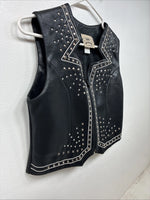 New Women’s 1848 RanchWear Black Rhinestone Sleeveless Vest Zip Up Large YY-37