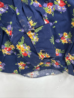 New Women’s Tem Tex Blue Floral Long Sleeve Pearl Snap Size 36 LL-17