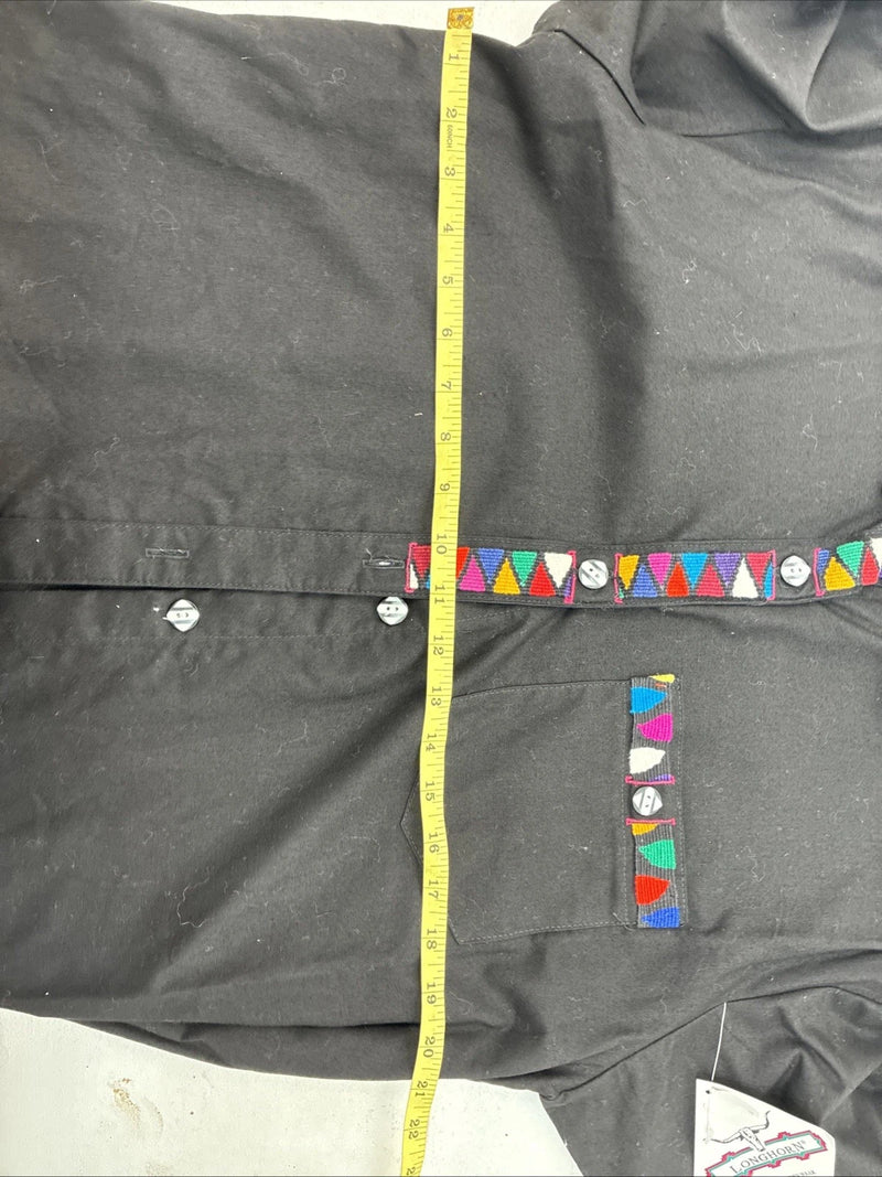 New Women’s Longhorn Black Designed Long Sleeve Button Up Medium TT-93