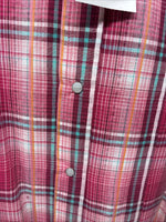 New Women’s Cumberland Pink Plaid Long Sleeve Pearl Snap Large GG-69