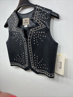 New Women’s 1849 RanchWear Black Rhinestone Vest Zip Up Size Medium YY-36