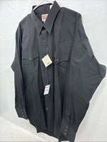 New Men’s ELY Cattleman Black Simple Long Sleeve Pearl Snap XL J-86