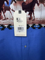 New Men’s Black Blue Horse ELY Cattleman Short Sleeve Pearl Snap Shirt. L P-71
