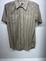 New Men’s Brown Texas Sage Pearl Snap Short Sleeve Shirt. 16.5 L P-43