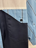 New Men’s Cowboy Threads Blue White design Short Sleeve Button Up Large Q-73