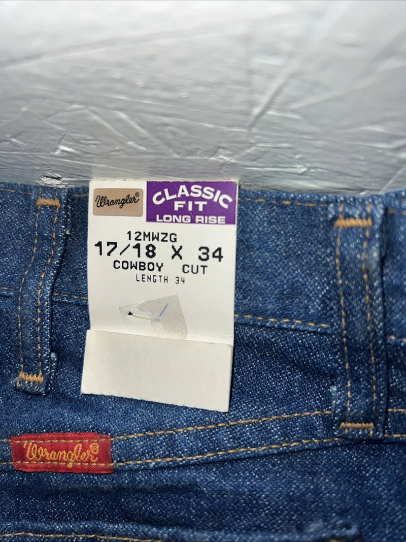 New Men’s Wrangler Cowboy Cut Classic Fit Denim Jeans. 17/18x34 K-10