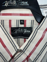 New Men’s Pink Stripped White House Long Sleeve Pearl Snap Shirt. XL S-31