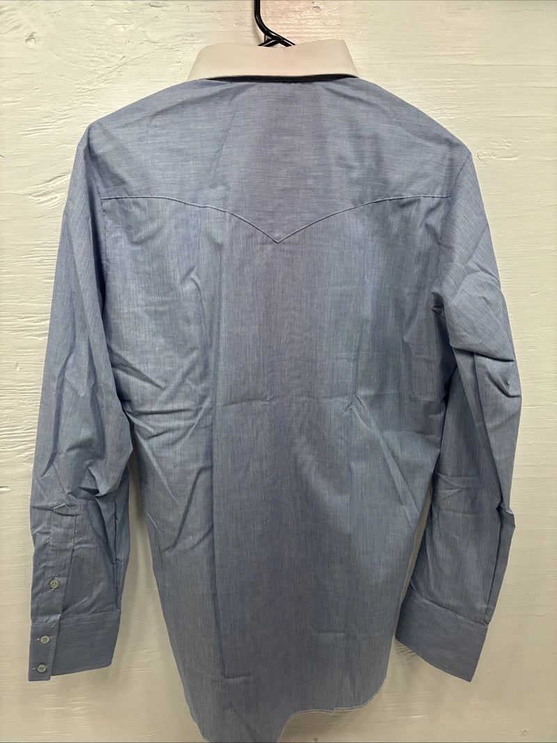 New Men’s Circle A Blue White Long Sleeve Button Up 15 X 34 Medium T-69