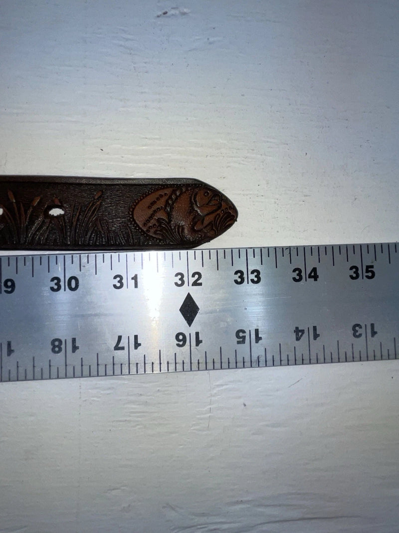 New Brown Genuine Leather Double S Tooled Fish 26” Belt #3012802 JJ-145