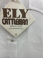 New Men’s ELY Cattleman White Long Sleeve Pearl Snap 16.5 X 34 Large AA-39