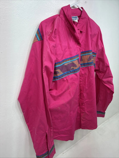 New Women’s Pink Design Long Sleeve Button Up XL TT-3
