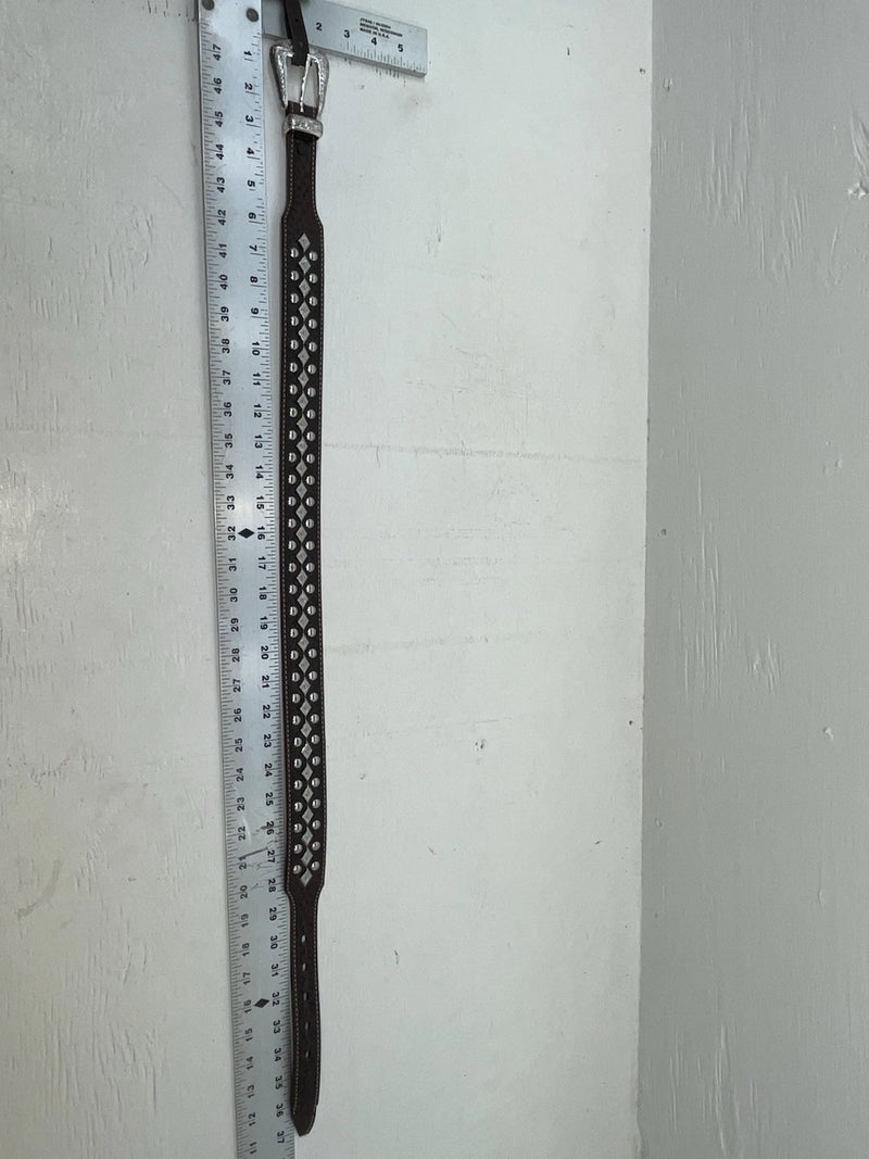 New Brown Genuine Leather Nocona Silver Bling 32” Belt #2434002 JJ-144