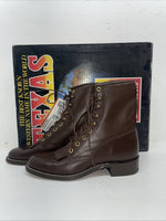New Men’s Brown Lace Up Texas Brand Cowboy Boots. 8721 8 D. 1-127
