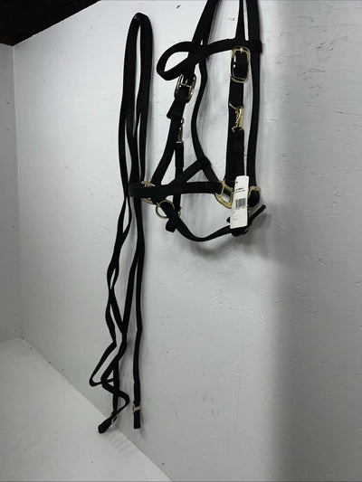 New Fabtron Black Nylon Halter/Bridle Trail Combo With Split Reins #NP54-5 W-43