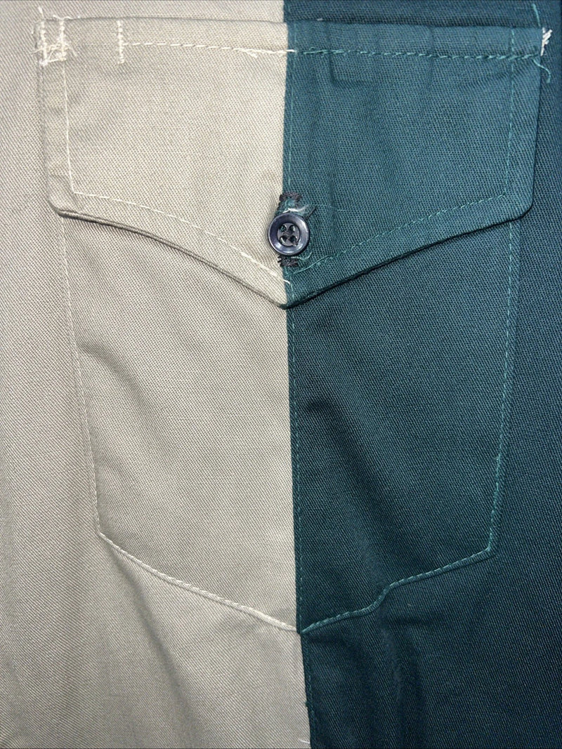New Men’s Green Tan Blue Cowboy Threads Button Up Long Sleeve Shirt. Large P-27
