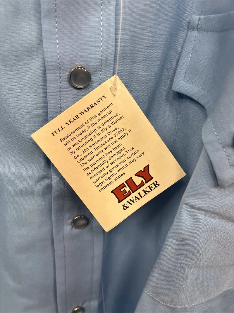 New Men’s ELY Cattleman Blue Someone Short Sleeve Pearl Snap 17 XL O-28