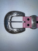 New Pink Genuine Leather Silver Bling L Belt #N3431630 Z-60