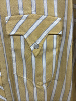 New Men’s Fenton Yellow White Stripe Long Sleeve Pearl Snap 16.5 Large V-114