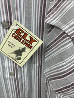 New Men’s ELY Cattleman Gray Stripe Long Sleeve Pearl Snap 18.5 X 35 2XL F-75