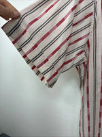 New Women’s White Horse Red White Stripe Short Sleeve Pearl Snap Large YY-116