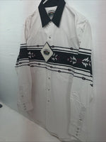New Men’s Cumberland White Purple Western Long Sleeve Pearl Snap Large V-63