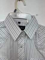 New Women’s White Horse Gray Stripe Long Sleeve Pearl Snap Small DD-117