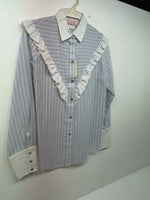 New Women’s Blue Striped H Bar C Long Sleeve Button Up Shirt #20119 3B-33