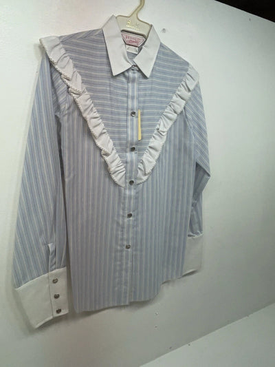 New Women’s Blue Striped H Bar C Long Sleeve Button Up Shirt #20119 3B-33