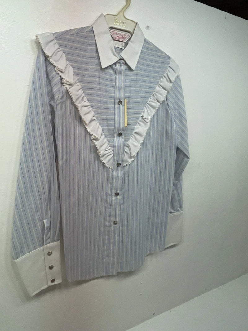 New Women’s Blue Striped H Bar C Long Sleeve Button Up Shirt #20119 3B-33