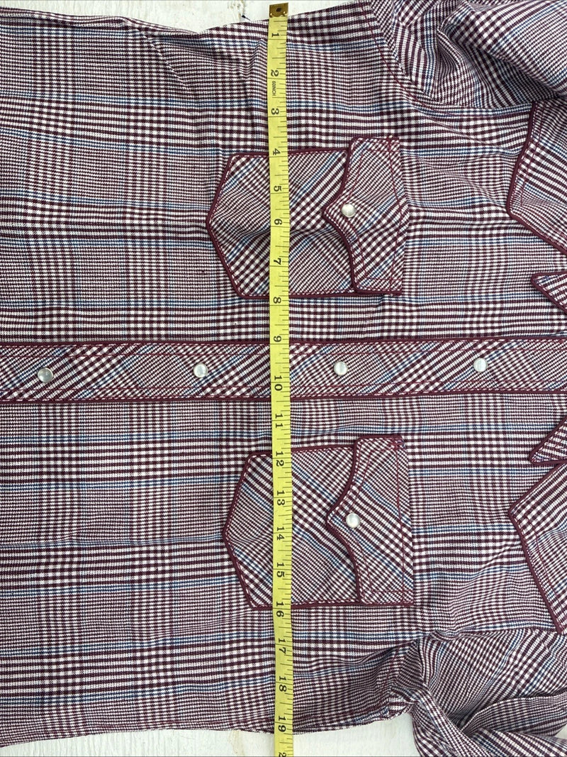 New Teens Champion Western Red Design Long Sleeve Pearl Snap Size 16 CC-105