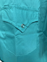 New Men’s ELY Cattleman Teal Short Sleeve Pearl Snap 17 XL M-41