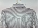 New Women’s White Horse Gray Stripe Long Sleeve Pearl Snap Medoum LL-105