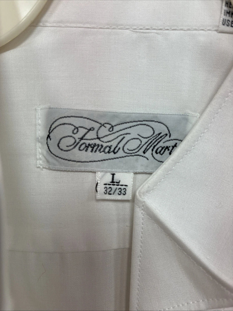 New Formal Mart White Long Sleeve Button Up English Shirt Large X-102