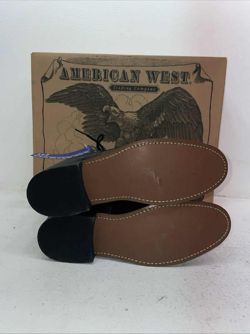 New Men’s Black Lace Up American West Cowboy Boots. 5991 9 D. 4-33