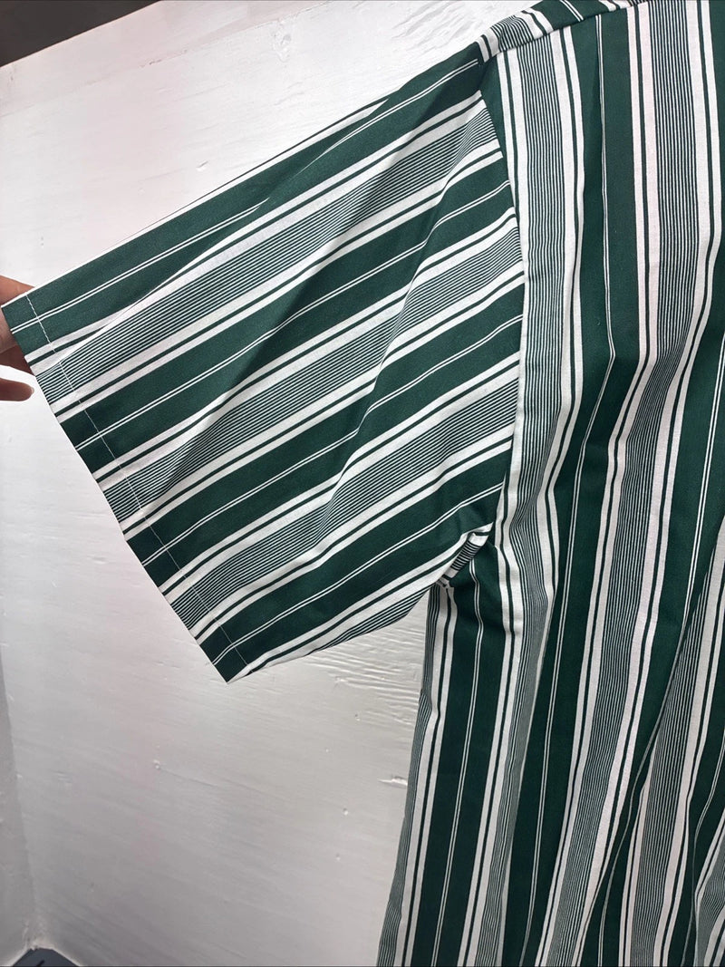 New Men’s Cowboy Threads Green Stripe Short Sleeve Button Up Large DD-43