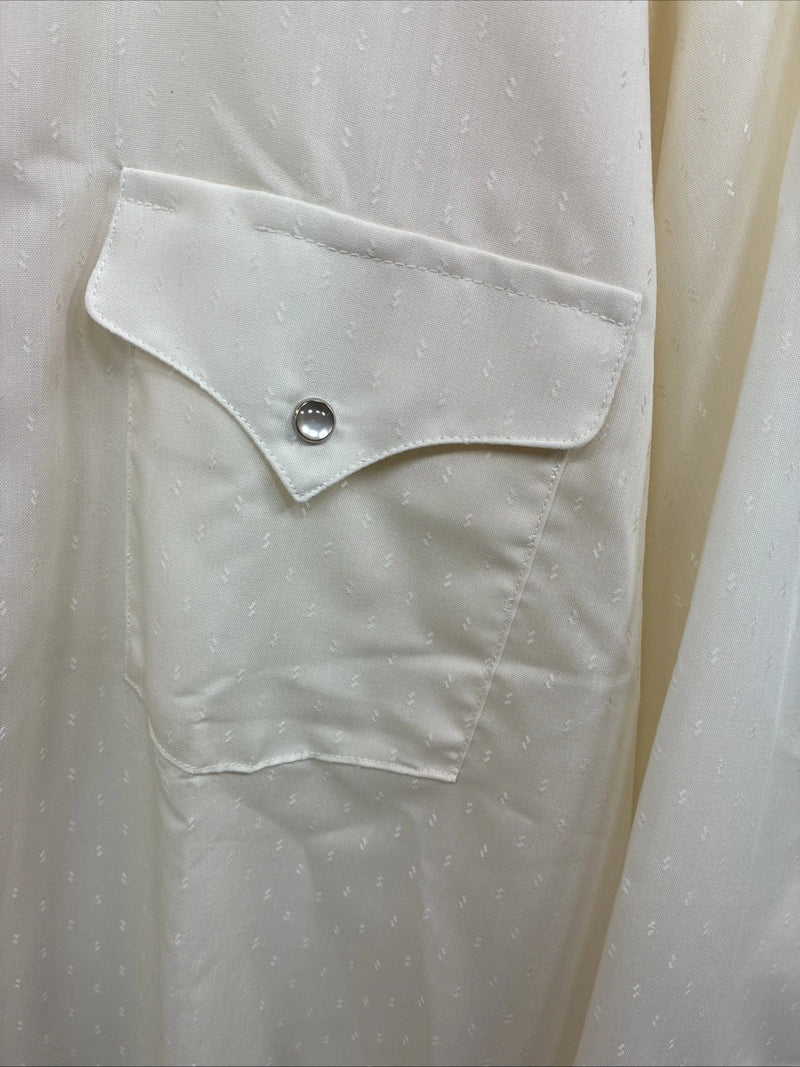 New Men’s Panhandle Slim Off White Long Sleeve Pearl Snap 18 X 34 2XL M-77