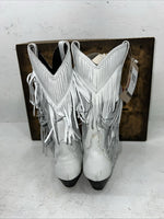 New Women’s White Fringe Laredo Cowboy Boots. 28 711 7.5 7 1/2 M. 18-26