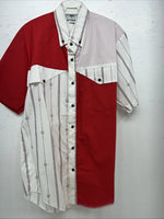 New Men’s Cowboy Threads Red And White Short Sleeve Button Up Small B-43