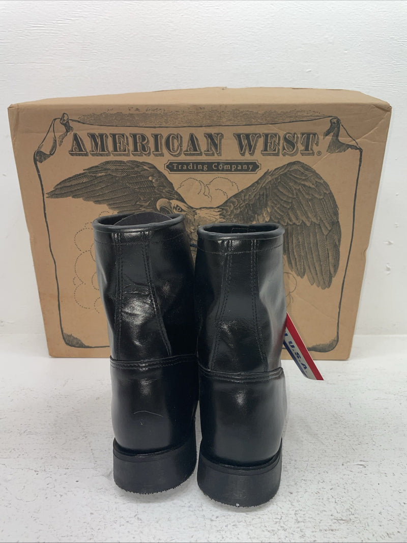 New Men’s Black Lace Up American West Cowboy Boots. 5991 9.5 9 1/2 D. 5-22