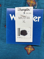 New Men’s Wrangler Teal Designed Short Sleeve Polo Short XL J-32