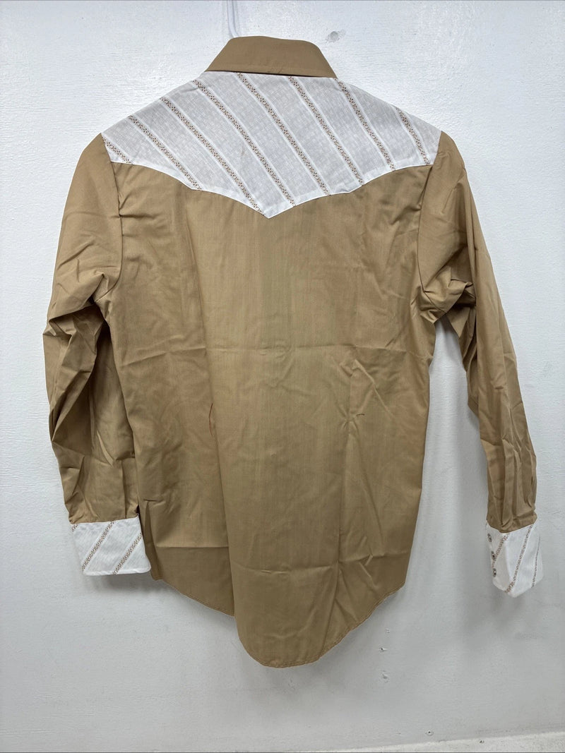 New Women’s Mustang Brown Designed Long Sleeve Pearl Snap Size 16 TT-89