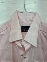 New Men’s Panhandle Slim Pink Stripe Short Sleeve Peal Snap 17 XL R-75