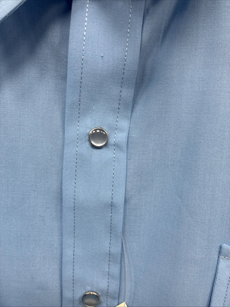 New Men’s ELY Cattleman Blue Western Short Sleeve Pearl Snap 18 2XL T-46