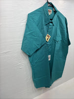 New Men’s ELY Cattleman Teal Short Sleeve Pearl Snap Shirt 17 XL X-107