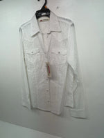 New Women’s White Cumberland Outfitters Long Sleeve Button Up Shirt M 3B-36