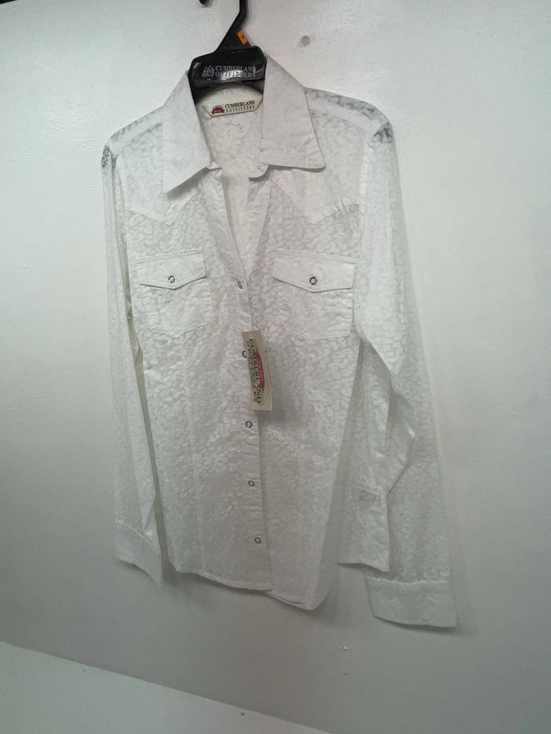 New Women’s White Cumberland Outfitters Long Sleeve Button Up Shirt M 3B-36