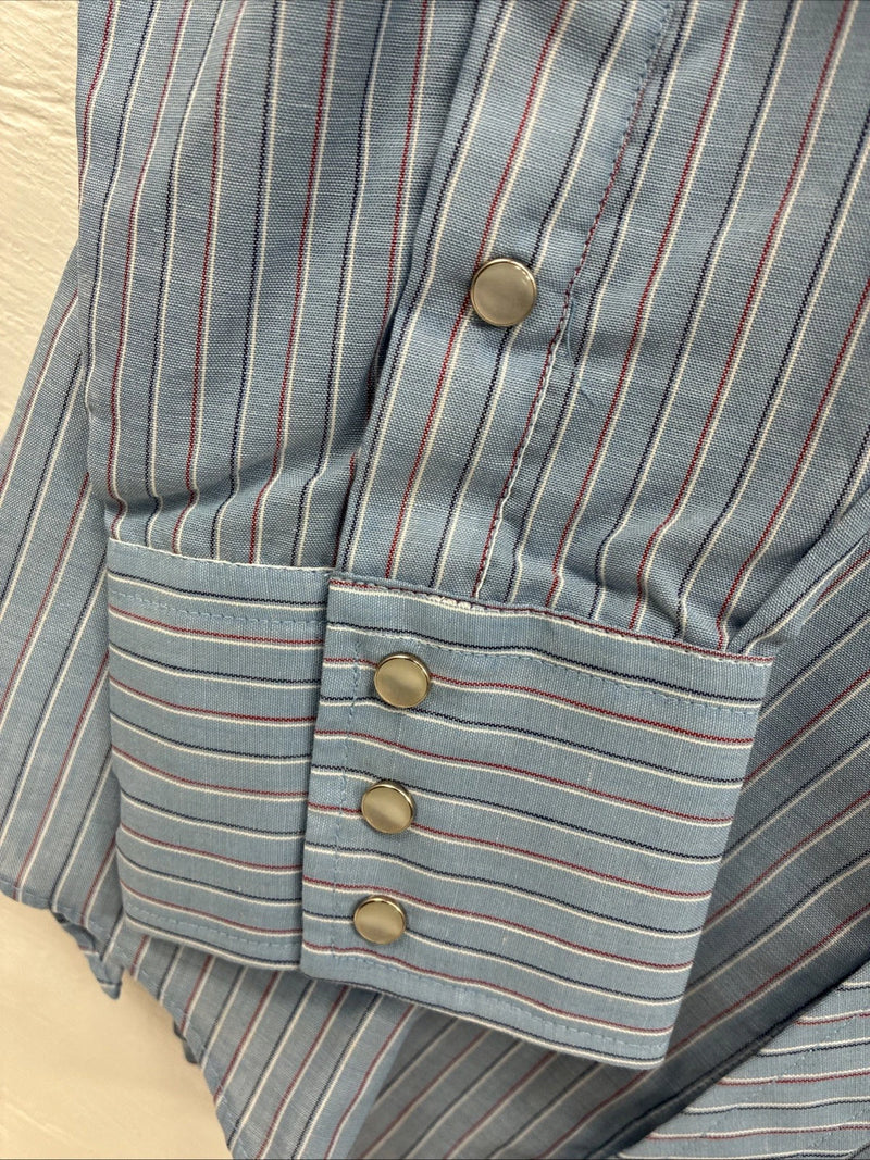 New Men’s ELY Cattleman Blue Stripe Long Sleeve Pearl Snap XL H-82