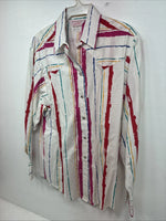 New Women’s H Bar C Multicolor Stripe Long Sleeve Pearl Snap Size 32 KK-41
