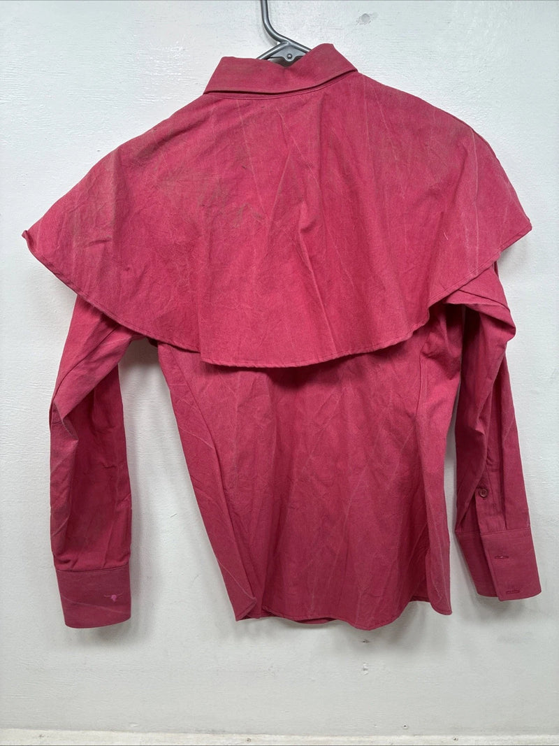 New Women’s Longhorn Pink long Sleeve Button Up Size 6/28  TT-76